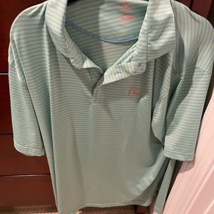 Rhoback Mint Green & Light Blue Striped Sport Polo Size XL